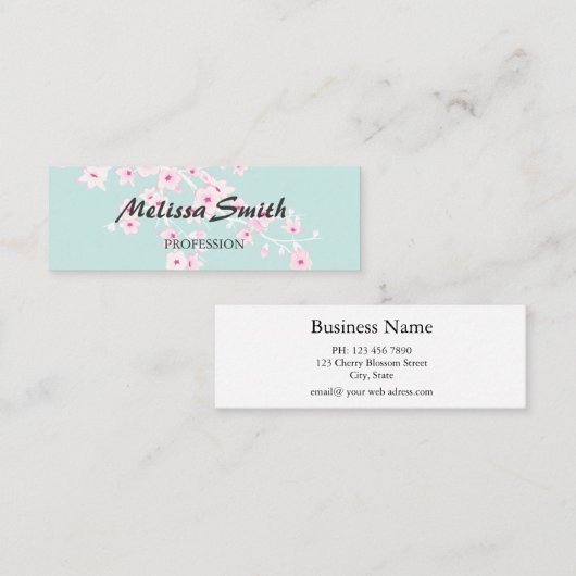 さくらんぼフラズピンクターコイズフローラ スキニー名刺 (正面/裏面)