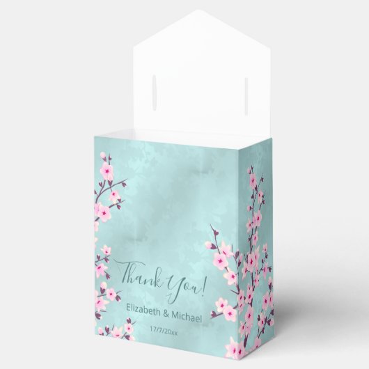 さくらんぼフラズピンクターコイズ |カスタムウェディング フェイバーボックス (オープン)