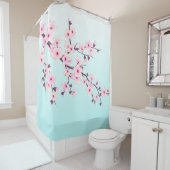 さくらんぼフラズピンクターコイズ シャワーカーテン (インサイチュ)