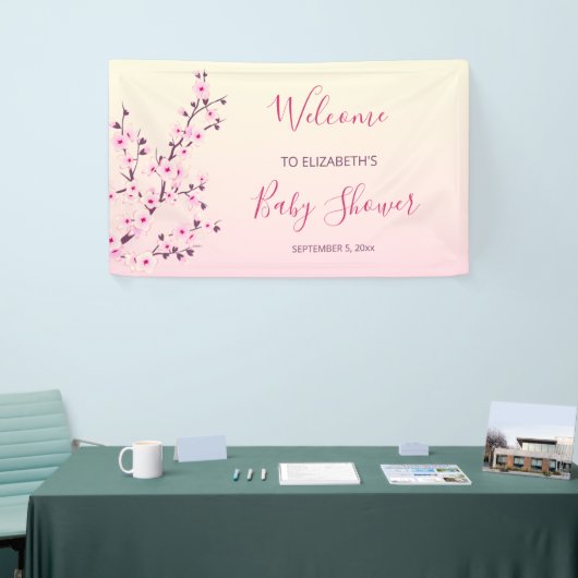 さくらんぼフラズピンクフローラカスタムベビースシャワー 横断幕 (トレードショー)