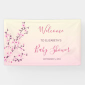 さくらんぼフラズピンクフローラカスタムベビースシャワー 横断幕 (横)