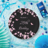 さくらんぼフラズピンクブラックカスタム ペーパープレート (パーティー)