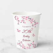 さくらんぼフラズピンクホワイトカスタム誕生日 紙コップ (裏面)