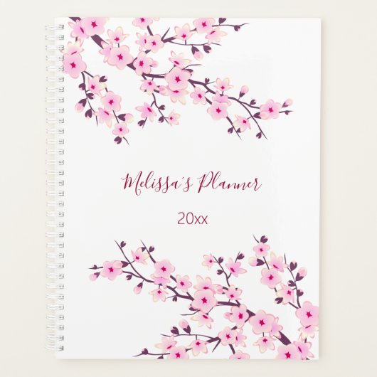 さくらんぼフラズピンクホワイトカスタム プランナー手帳 (正面)