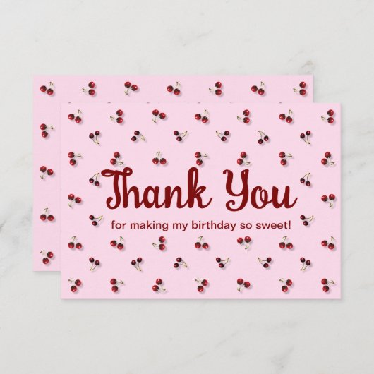 さくらんぼフラットサンキューカード サンキューカード (正面/裏面)