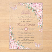 さくらんぼフラムスバラ金ゴールド蝶キンセアニラ アクリル招待状 (正面)