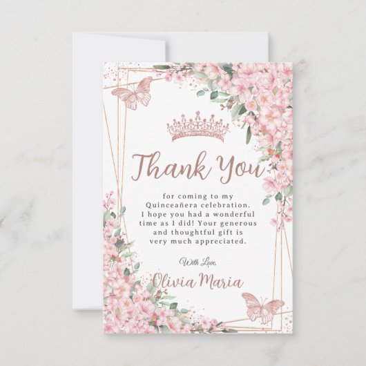 さくらんぼフラムスバラ金ゴールド蝶キンセアニラ サンキューカード (正面)