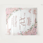 さくらんぼフラムスバラ金ゴールド蝶キンセアニラ タペストリー (正面(横))