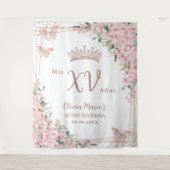 さくらんぼフラムスバラ金ゴールド蝶キンセアニラ タペストリー (正面)