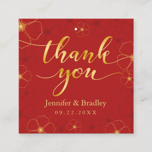 さくらんぼフラムス結婚式の引き出物ラベル |色カスタム付 スクエア名刺 (正面)