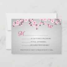 さくらんぼフラムズピンクグレーベビーシャワーRSVP