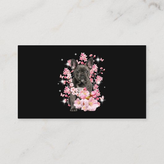 さくらんぼフランスのブロッサムブルドッグフラワーフローラ 名刺 (裏面)