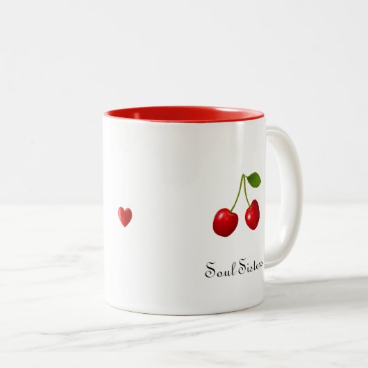 さくらんぼフルーツオンホワイトソウルシスターズ ツートーンマグカップ (正面右)