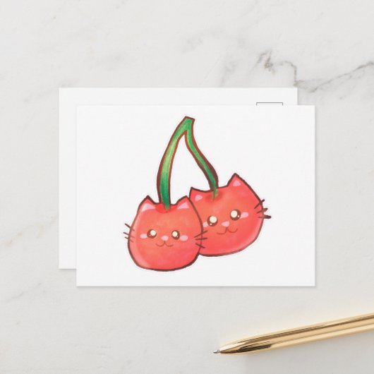 さくらんぼフルーツキャッツ ポストカード (正面/裏面インサイチュ)