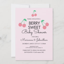 さくらんぼフルーツピンク赤ベビーシャワー招待状 招待状