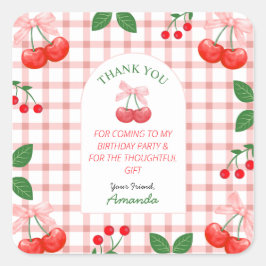 さくらんぼフルーツファースト誕生日パーティー スクエアシール