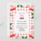 さくらんぼフルーツファースト1歳パーティの招待状 招待状 (正面)