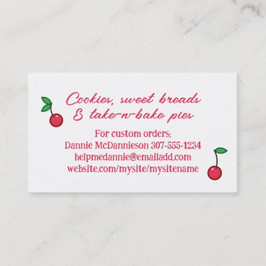 さくらんぼフルーツベイカーベーキング名刺 名刺 (裏面)
