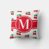 さくらんぼフルーツレッドパターンモノグラムホワイト クッション (裏面)