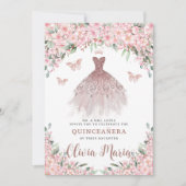 さくらんぼフローラバラ金ゴールドドレスキンセアニラ 招待状 (正面)