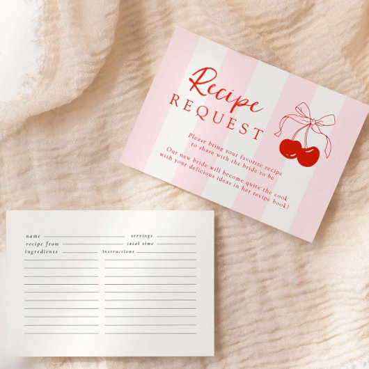 さくらんぼブライダルシャワーレシピ要求 エンクロージャーカード