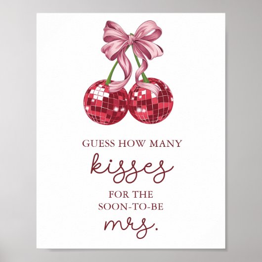 さくらんぼブライダルシャワー数の推測キス ポスター (正面)