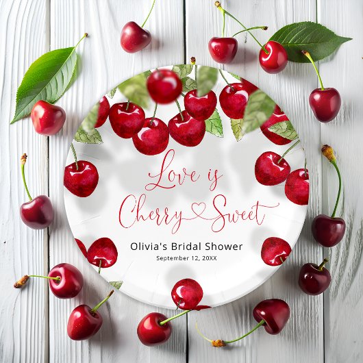 さくらんぼブライダルシャワー ペーパープレート