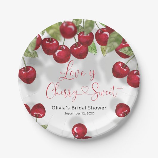 さくらんぼブライダルシャワー ペーパープレート (正面)