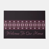 さくらんぼブラックおよびバラフローラ ドアマット (正面)