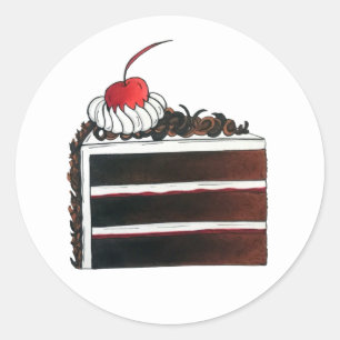 さくらんぼブラックフォレストケーキショップスライスベーカリーベイカー ラウンドシール