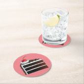 さくらんぼブラックフォレストケーキショップスライスベーカリーベイカー ラウンドペーパーコースター (インサイチュ)