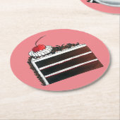 さくらんぼブラックフォレストケーキショップスライスベーカリーベイカー ラウンドペーパーコースター (アングル)