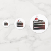 さくらんぼブラックフォレストケーキスライス誕生日パーティーフード コンフェッティ (正面)