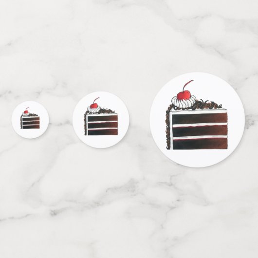 さくらんぼブラックフォレストケーキスライス誕生日パーティーフード コンフェッティ (裏面)