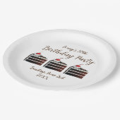 さくらんぼブラックフォレストケーキスライス誕生日パーティーフード ペーパープレート (アングル)