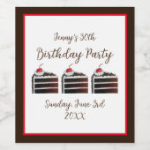 さくらんぼブラックフォレストケーキスライス誕生日パーティーフード ワインラベル (シングルラベル)