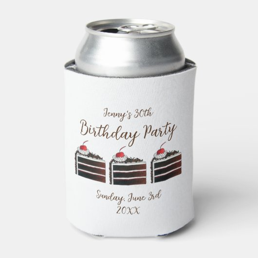 さくらんぼブラックフォレストケーキスライス誕生日パーティーフード 缶クーラー (缶正面)