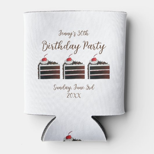 さくらんぼブラックフォレストケーキスライス誕生日パーティーフード 缶クーラー (正面)