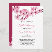 さくらんぼブラッサムピンクホワイトフローラブライダルシャワー 招待状 (正面/裏面)
