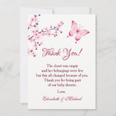 さくらんぼブラッズバタフライ |赤ちゃんシャワーありがとう 招待状 (正面)