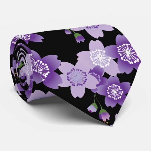 さくらんぼブラッズパープル桜 ネクタイ (ロール)