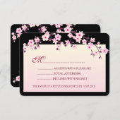 さくらんぼブラッズピンクブラック誕生日RSVP 出欠カード (正面/裏面)