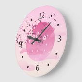 さくらんぼブラッ日本のズランドスケープピンク ラージ壁時計 (傾斜)