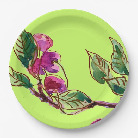 さくらんぼブランチオングリーンバイリナンダラ ペーパープレート (正面)