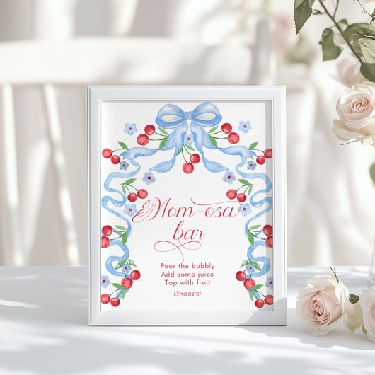 さくらんぼブルーボウモモザバーベビーシャワー ポスター