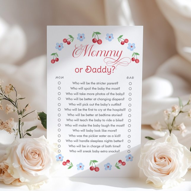 さくらんぼブルーママまたはパパ赤ちゃんシャワーゲーム (クリエイターアップロード済み)