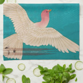 さくらんぼブロッサムと鳩 キッチンタオル (折り畳み)