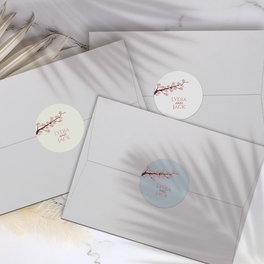 さくらんぼブロッサムをテーマにした結婚式用シール ラベル