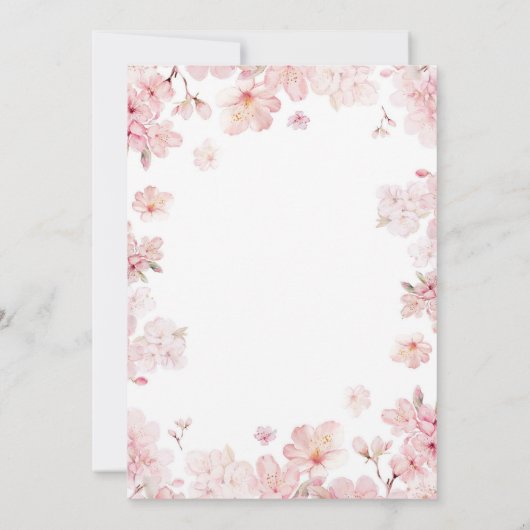 さくらんぼブロッサムアイスクリームスコップブライダルシャワー 招待状 (裏面)