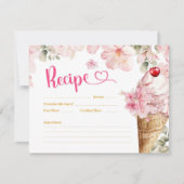 さくらんぼブロッサムアイスクリームブライダルシャワーレシピカード 招待状 (正面)